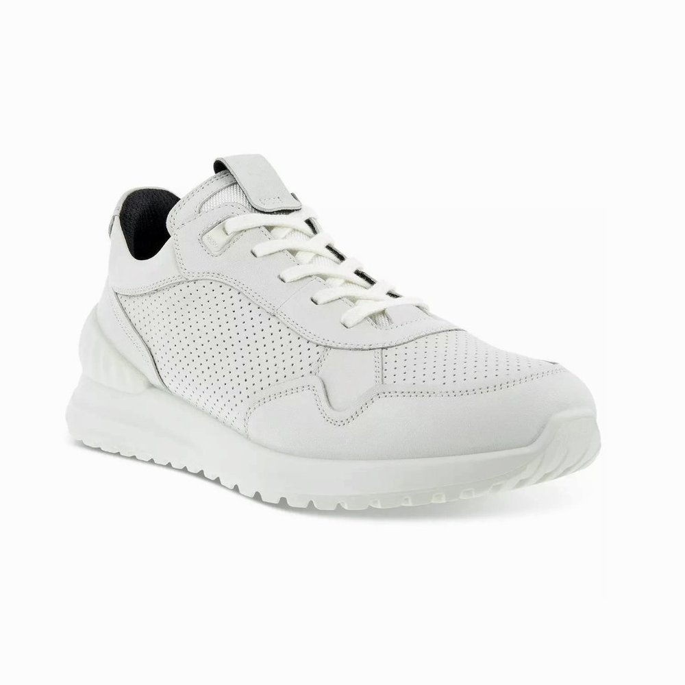 Ecco Men's Astir Lite Lace Up Leather Sneaker Fluidform Comfort Footbed White - Picture 1 of 8